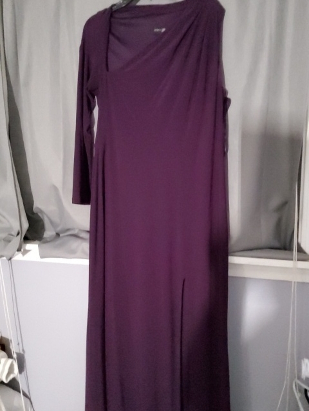 Betsy & Adam Deep Purple Long Sleeve Dress